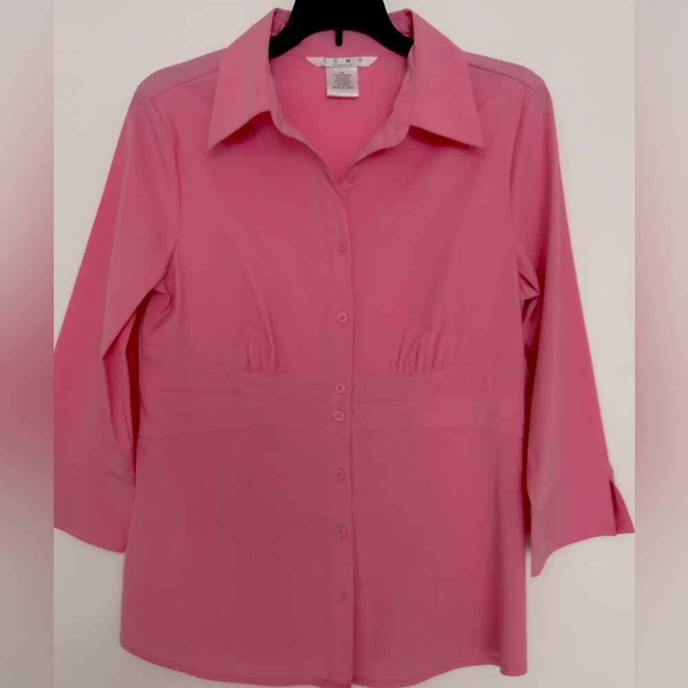 Como Stretch Button Down Blouse